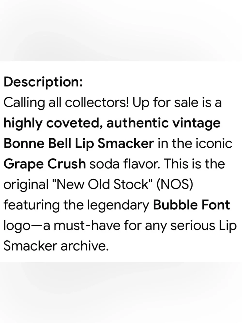 Vintage Bonne Bell LIP SMACKER Grape Y2K RARE NEW SEALED Bubble Font Purple